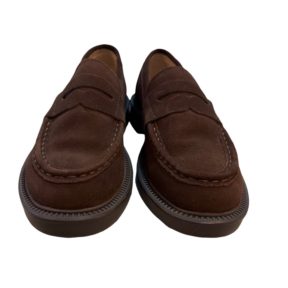 Blondo Dark Brown Suede Penny Loafers - Picture 2 of 7